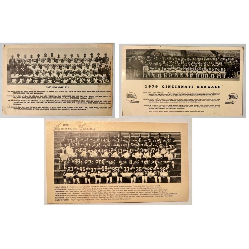 Vintage NFL Team‎ Posters Lot 1979–1980 Jets Vikings Bengals Original